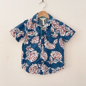 MATILDA JANE EUC/LN Floral Print Hawaiian Style Short Sleeve Button Down Shirt